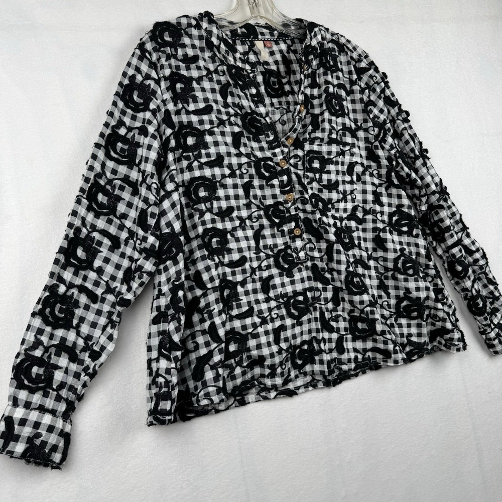 Pilcro Anthropologie Women's Sz XS The Whitney Trapeze Top B/W Embroidered - Picture 4 of 11